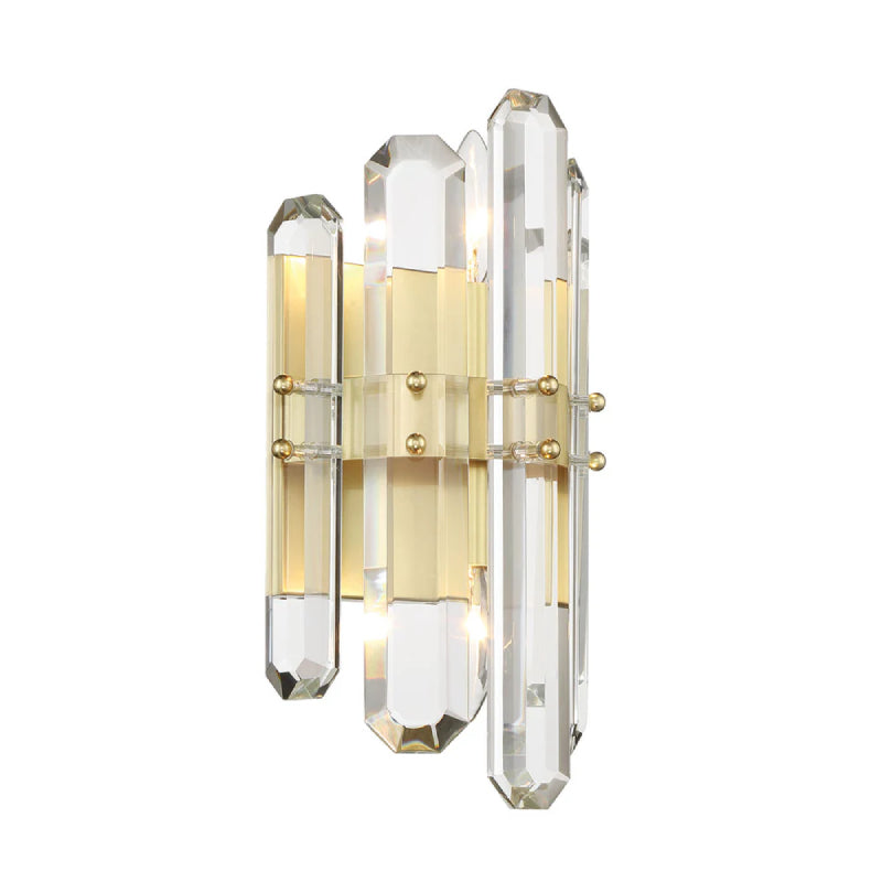 Crystorama BOL-8882 Bolton 2-lt 14" Wall Sconce - Aged Brass