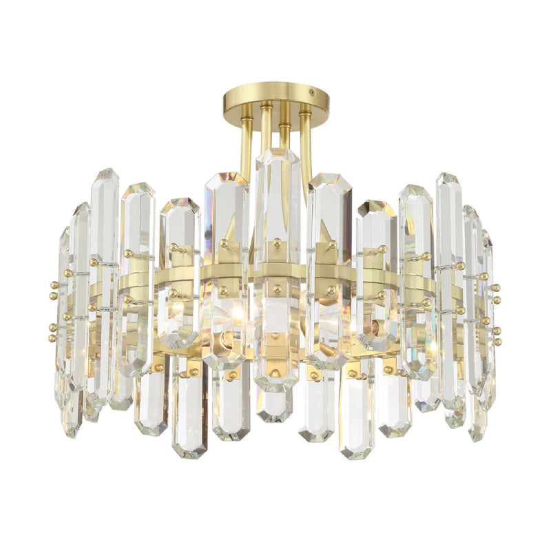 Crystorama BOL-8884 Bolton 4-lt 21" Semi Flush Mount - Aged Brass