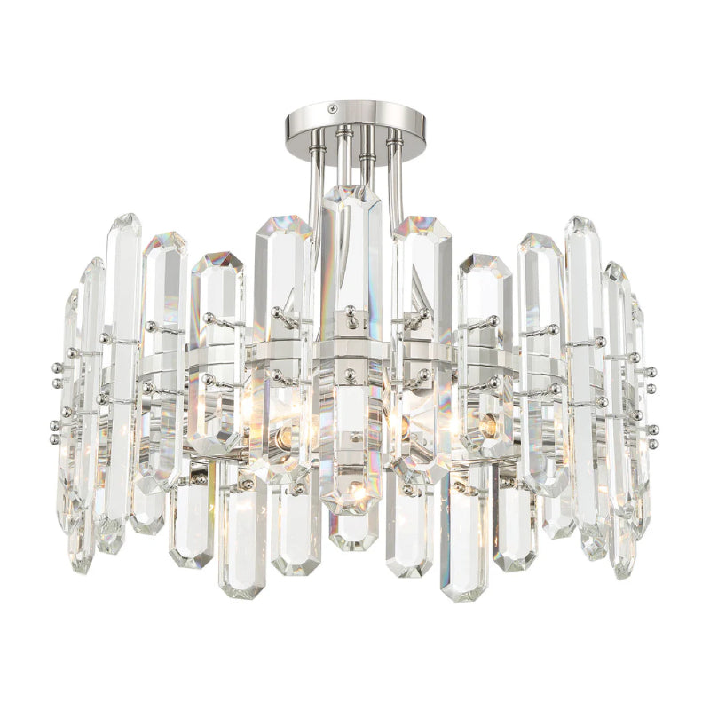 Crystorama BOL-8884 Bolton 4-lt 21" Semi Flush Mount - Polished Nickel