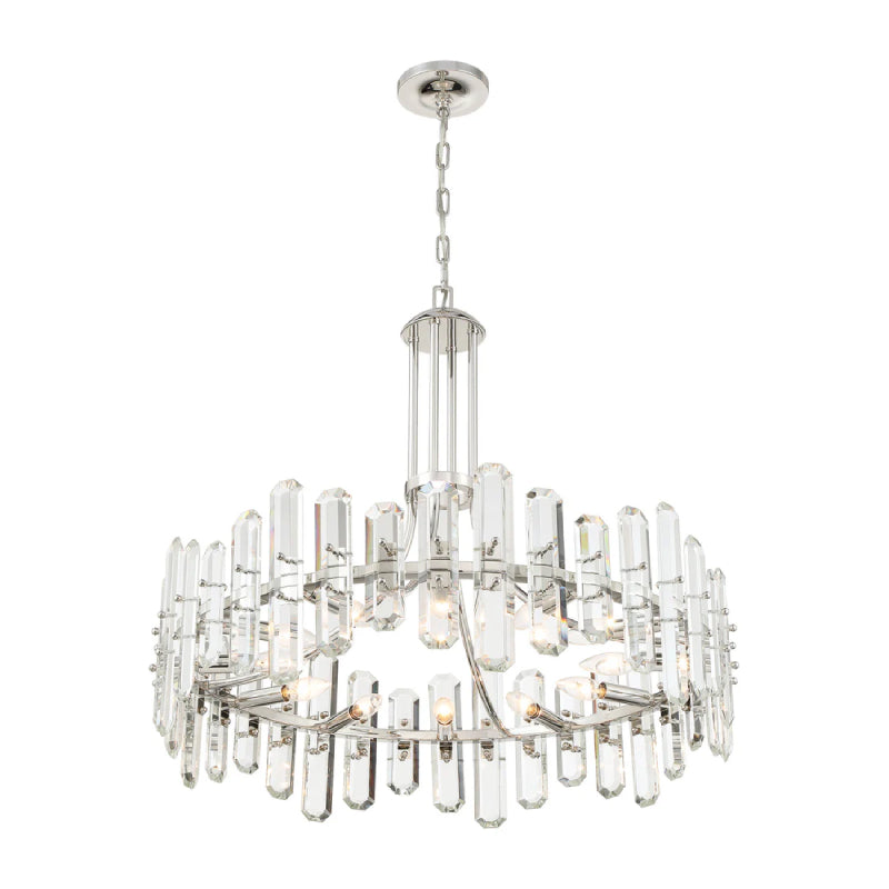 Crystorama BOL-8889 Bolton 12-lt 31" Chandelier - Polished Nickel