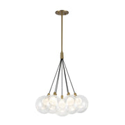 Kuzco CH3117 Bolla 7-lt 17" LED Chandelier - Brushed Gold/Clear Glass