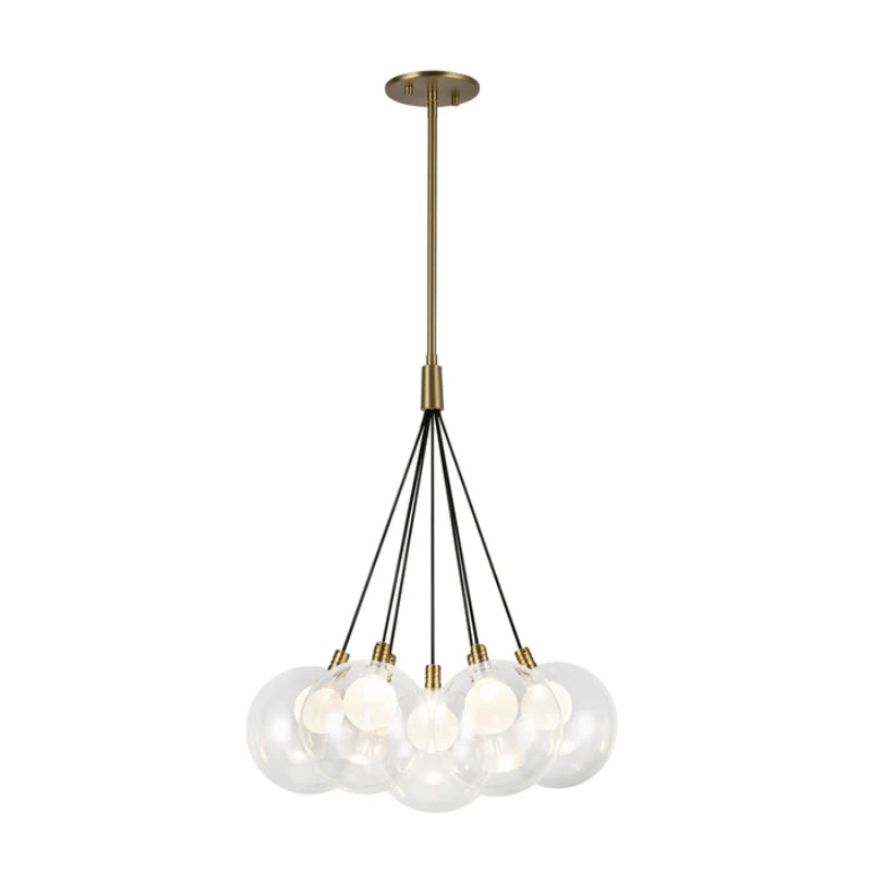 Kuzco CH3117 Bolla 7-lt 17" LED Chandelier - Brushed Gold/Clear Glass