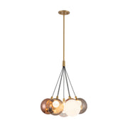 Kuzco CH3117 Bolla 7-lt 17" LED Chandelier - Brushed Gold/Mix Glass