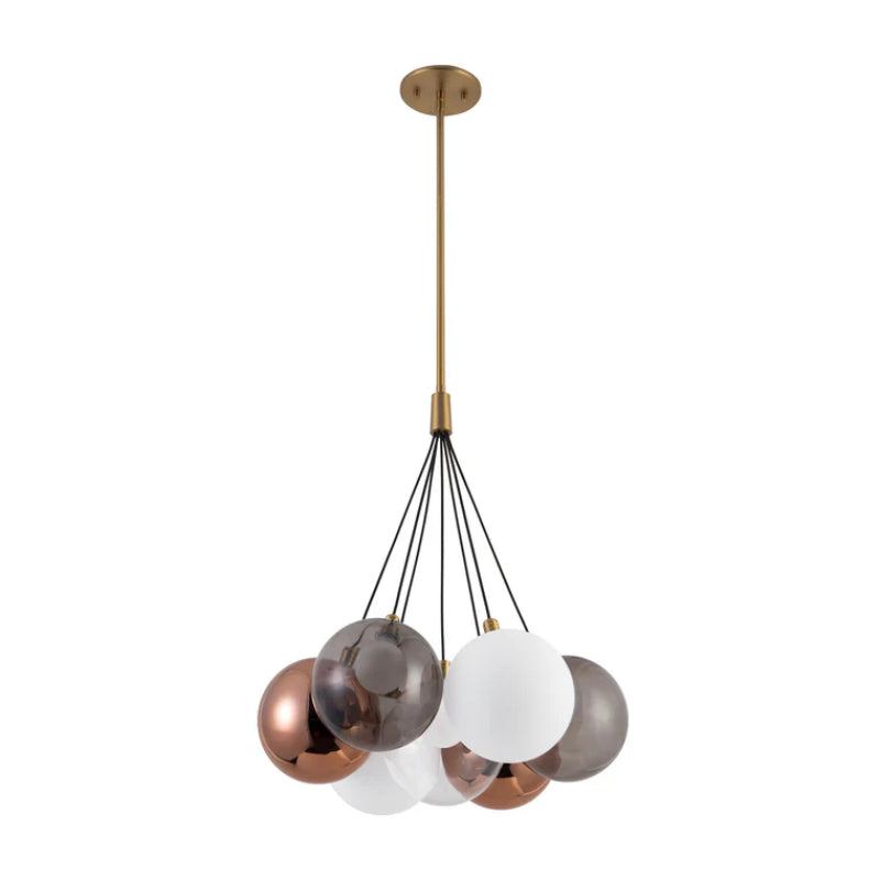 Kuzco CH3117 Bolla 7-lt 17" LED Chandelier - Brushed Gold/Mix Glass