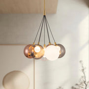 Kuzco CH3117 Bolla 7-lt 17" LED Chandelier - Brushed Gold/Mix Glass