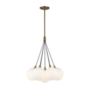 Kuzco CH3117 Bolla 7-lt 17" LED Chandelier - Brushed Gold/Opal Glass