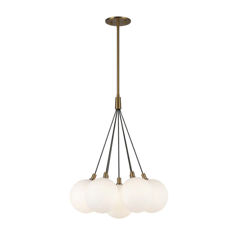 Kuzco CH3117 Bolla 7-lt 17" LED Chandelier - Brushed Gold/Opal Glass