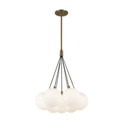 Kuzco CH3117 Bolla 7-lt 17" LED Chandelier - Brushed Gold/Opal Glass
