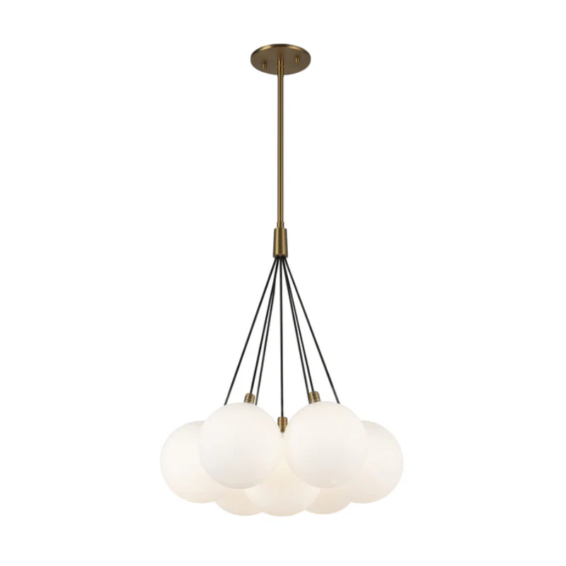 Kuzco CH3117 Bolla 7-lt 17" LED Chandelier - Brushed Gold/Opal Glass