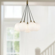 Kuzco CH3117 Bolla 7-lt 17" LED Chandelier - Brushed Gold/Opal Glass