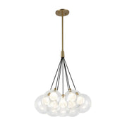 Kuzco CH3117 Bolla 7-lt 17" LED Chandelier - Brushed Gold/Clear Glass
