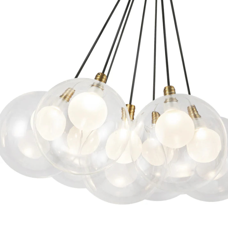 Kuzco CH3117 Bolla 7-lt 17" LED Chandelier - Brushed Gold/Clear Glass