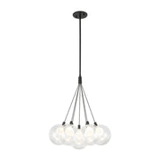 Kuzco CH3117 Bolla 7-lt 17" LED Chandelier - Black/Clear Glass