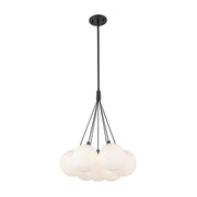 Kuzco CH3117 Bolla 7-lt 17" LED Chandelier - Black/Opal Glass