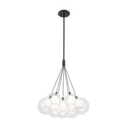 Kuzco CH3117 Bolla 7-lt 17" LED Chandelier - Black/Clear Glass