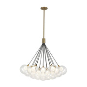 Kuzco CH3128 Bolla 19-lt 28" LED Chandelier - Brushed Gold/Clear Glass