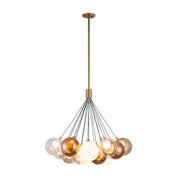 Kuzco CH3128 Bolla 19-lt 28" LED Chandelier - Brushed Gold/Mix Glass