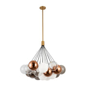Kuzco CH3128 Bolla 19-lt 28" LED Chandelier - Brushed Gold/Mix Glass