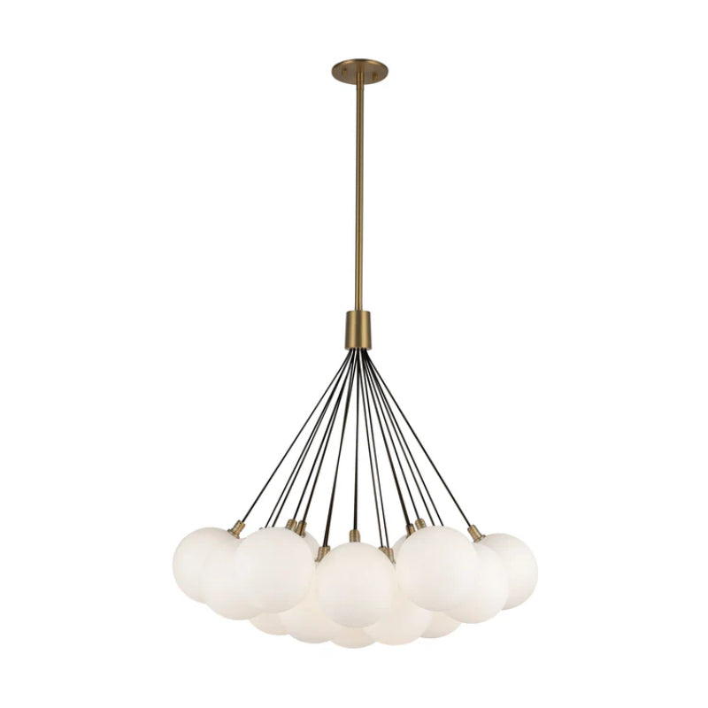 Kuzco CH3128 Bolla 19-lt 28" LED Chandelier - Brushed Gold/Opal Glass