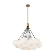 Kuzco CH3128 Bolla 19-lt 28" LED Chandelier - Brushed Gold/Opal Glass