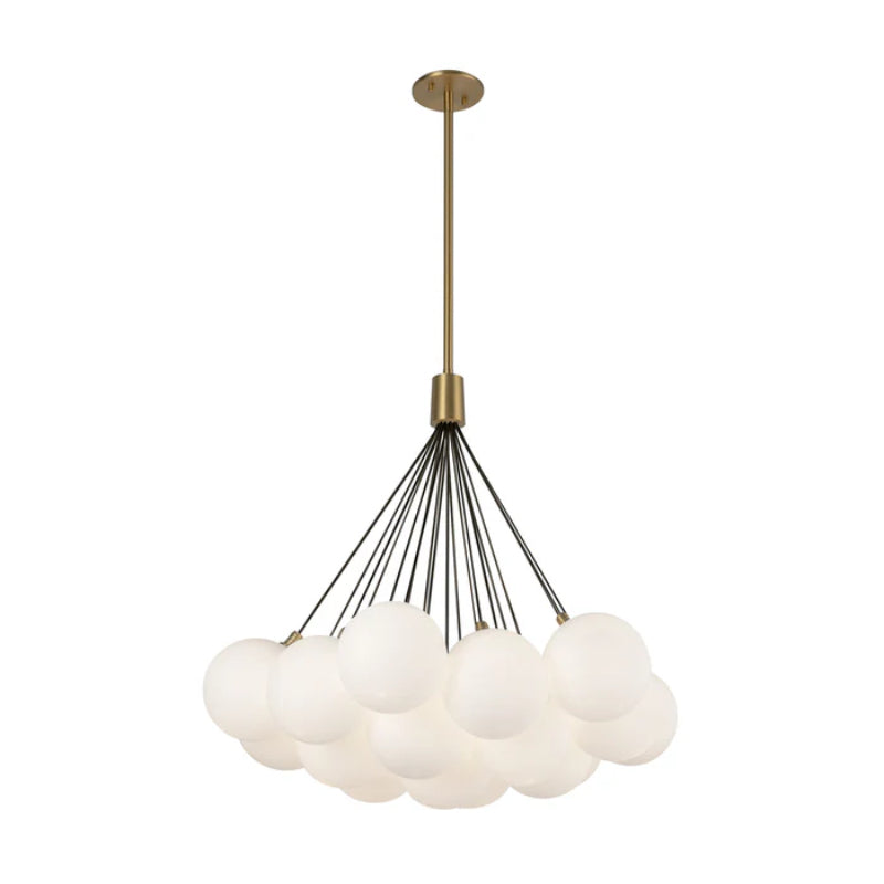 Kuzco CH3128 Bolla 19-lt 28" LED Chandelier - Brushed Gold/Opal Glass