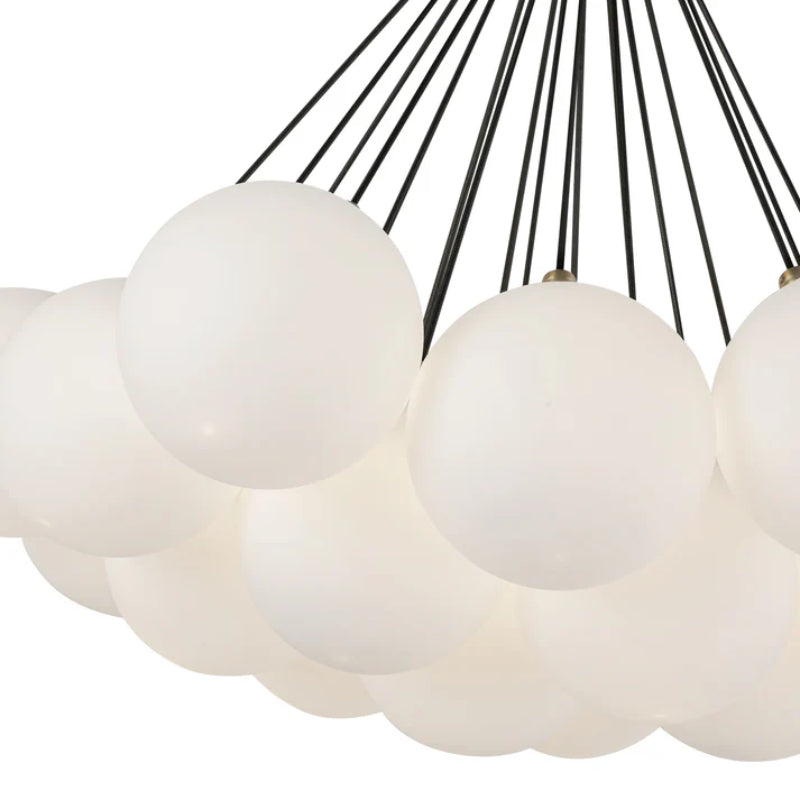 Kuzco CH3128 Bolla 19-lt 28" LED Chandelier - Brushed Gold/Opal Glass