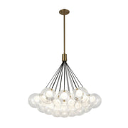 Kuzco CH3128 Bolla 19-lt 28" LED Chandelier - Brushed Gold/Clear Glass