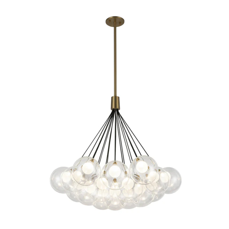 Kuzco CH3128 Bolla 19-lt 28" LED Chandelier - Brushed Gold/Clear Glass