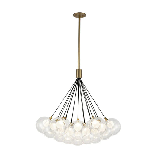 Kuzco CH3128 Bolla 19-lt 28" LED Chandelier - Brushed Gold/Clear Glass
