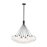 Kuzco CH3128 Bolla 19-lt 28" LED Chandelier - Black/Clear Glass