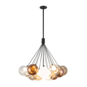 Kuzco CH3128 Bolla 19-lt 28" LED Chandelier - Black/Mix Glass