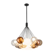 Kuzco CH3128 Bolla 19-lt 28" LED Chandelier - Black/Mix Glass