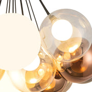 Kuzco CH3128 Bolla 19-lt 28" LED Chandelier - Black/Mix Glass