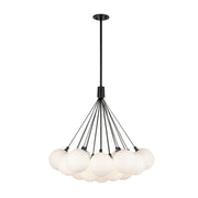 Kuzco CH3128 Bolla 19-lt 28" LED Chandelier - Black/Opal Glass