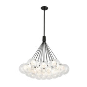 Kuzco CH3128 Bolla 19-lt 28" LED Chandelier - Black/Clear Glass