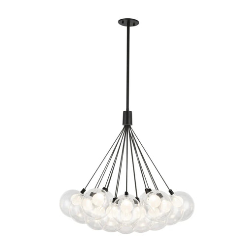 Kuzco CH3128 Bolla 19-lt 28" LED Chandelier - Black/Clear Glass