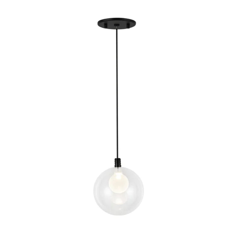 Kuzco PD3106 Bolla 1-lt 6" LED Pendant - Black/Clear Glass