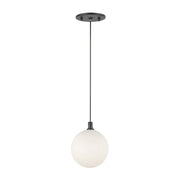Kuzco PD3106 Bolla 1-lt 6" LED Pendant - Black/Opal Glass