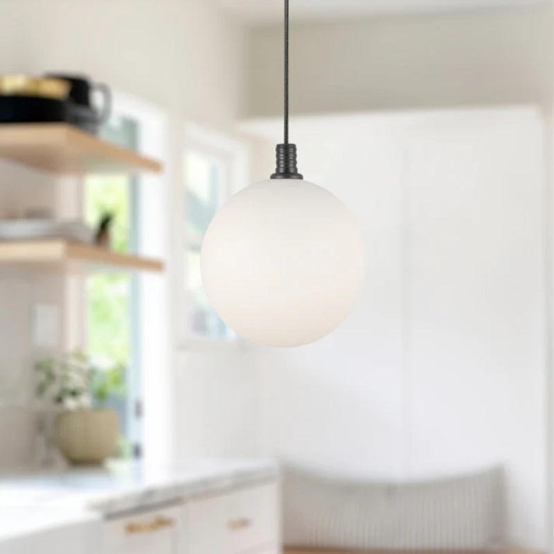 Kuzco PD3106 Bolla 1-lt 6" LED Pendant - Black/Opal Glass