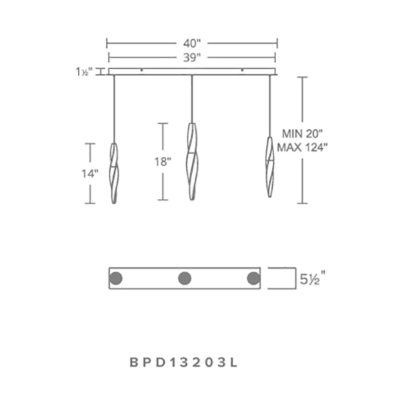 Schonbek Beyond BPD13203L Kindjal 3-lt 40" LED Chandelier Linear Canopy