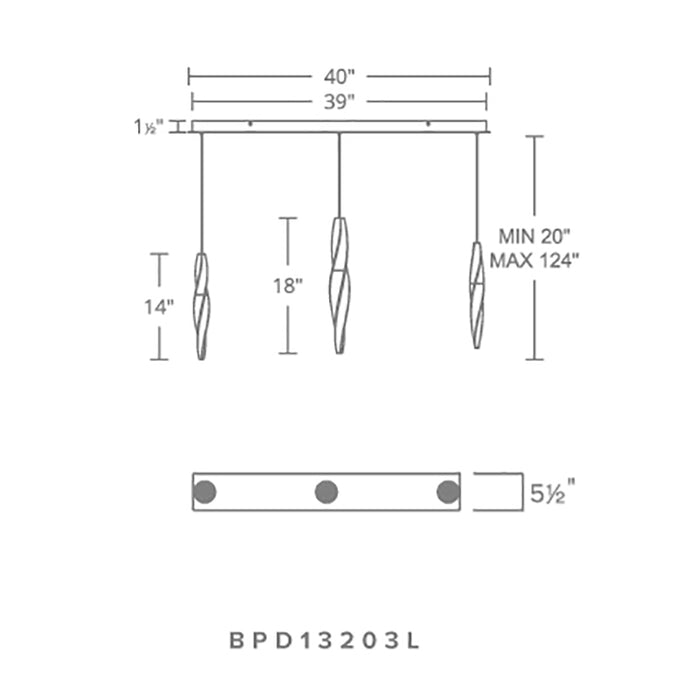 Schonbek Beyond BPD13203L Kindjal 3-lt 40" LED Chandelier Linear Canopy