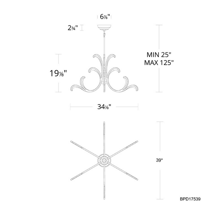 Schonbek Beyond BPD17539 Lombardy 6-lt 39" LED Pendant, CCT Selectable
