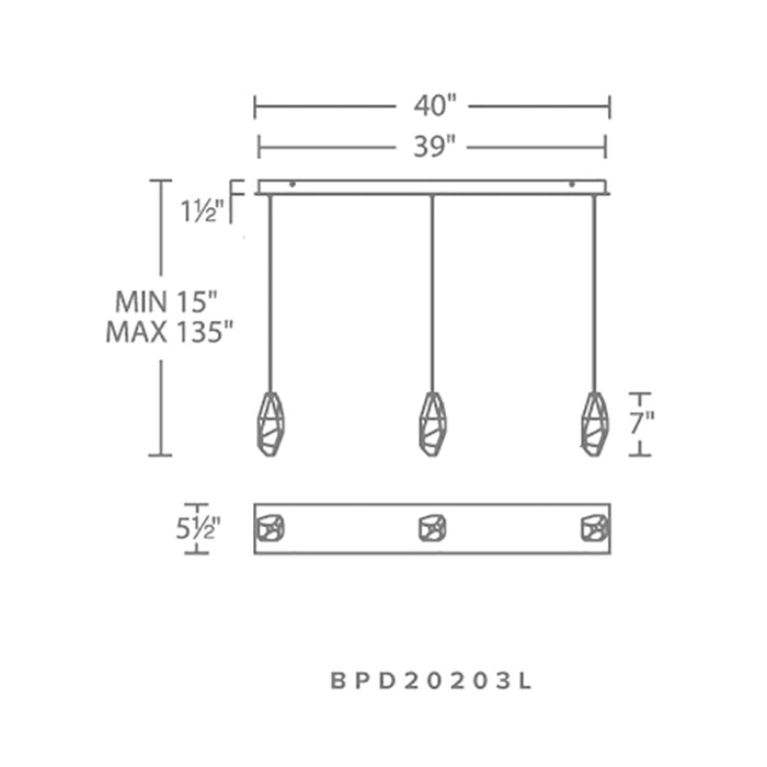 Schonbek Beyond BPD20203L Martini 3-lt 40" LED Chandelier Linear Canopy