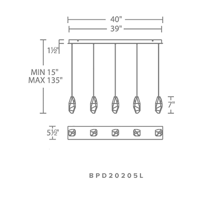 Schonbek Beyond BPD20205L Martini 5-lt 40" LED Chandelier Linear Canopy