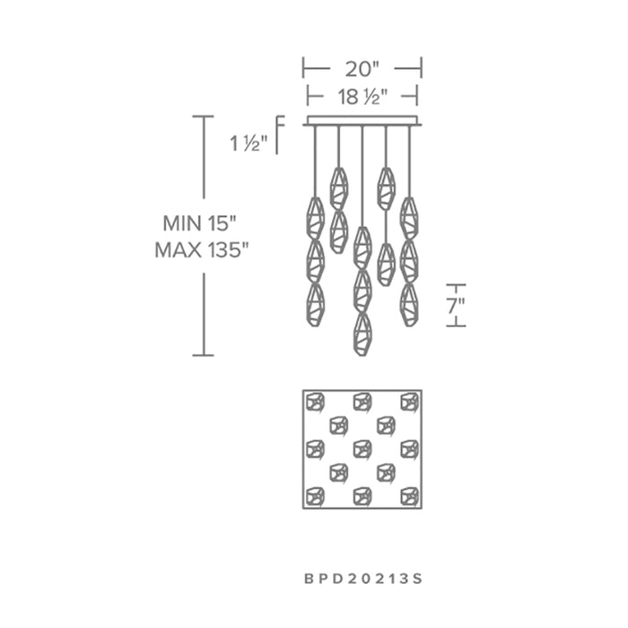 Schonbek Beyond BPD20213S Martini 13-lt 20" LED Chandelier Square Canopy