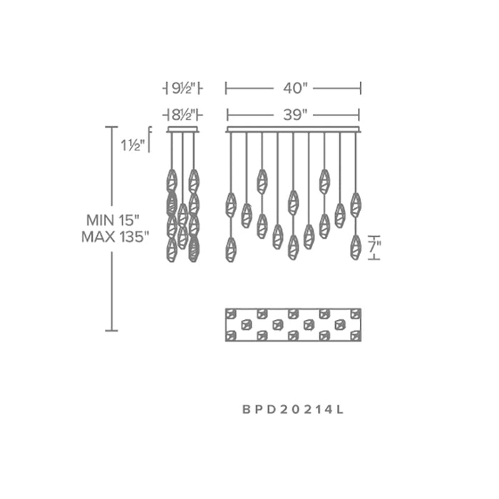 Schonbek Beyond BPD20214L Martini 14-lt 40" LED Chandelier Linear Canopy