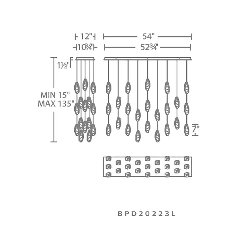 Schonbek Beyond BPD20223L Martini 23-lt 54" LED Chandelier Linear Canopy