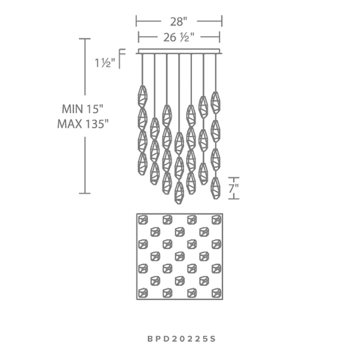 Schonbek Beyond BPD20225S Martini 25-lt 28" LED Chandelier Square Canopy