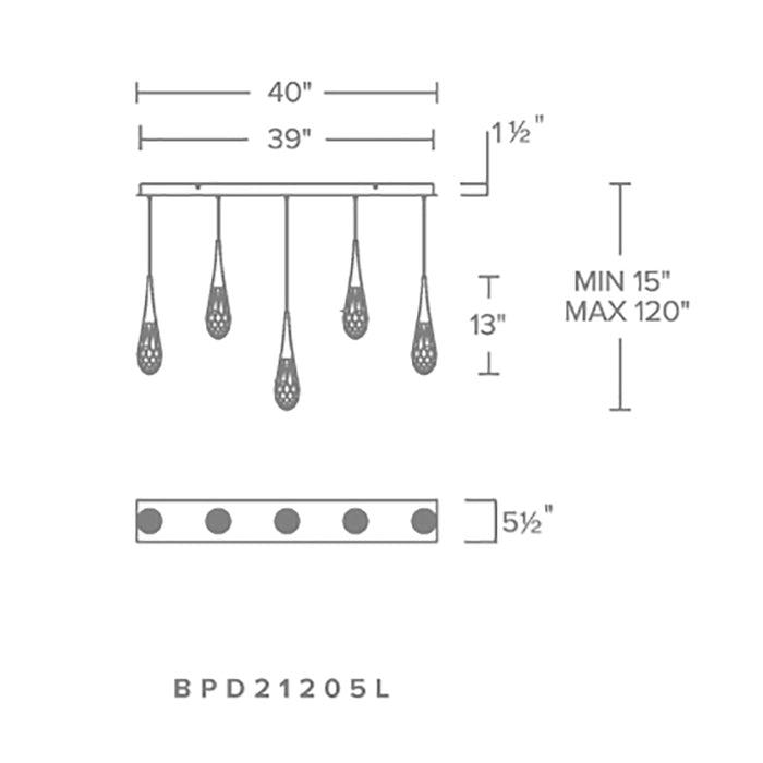 Schonbek Beyond BPD21205L Hibiscus 5-lt 40" LED Chandelier Linear Canopy