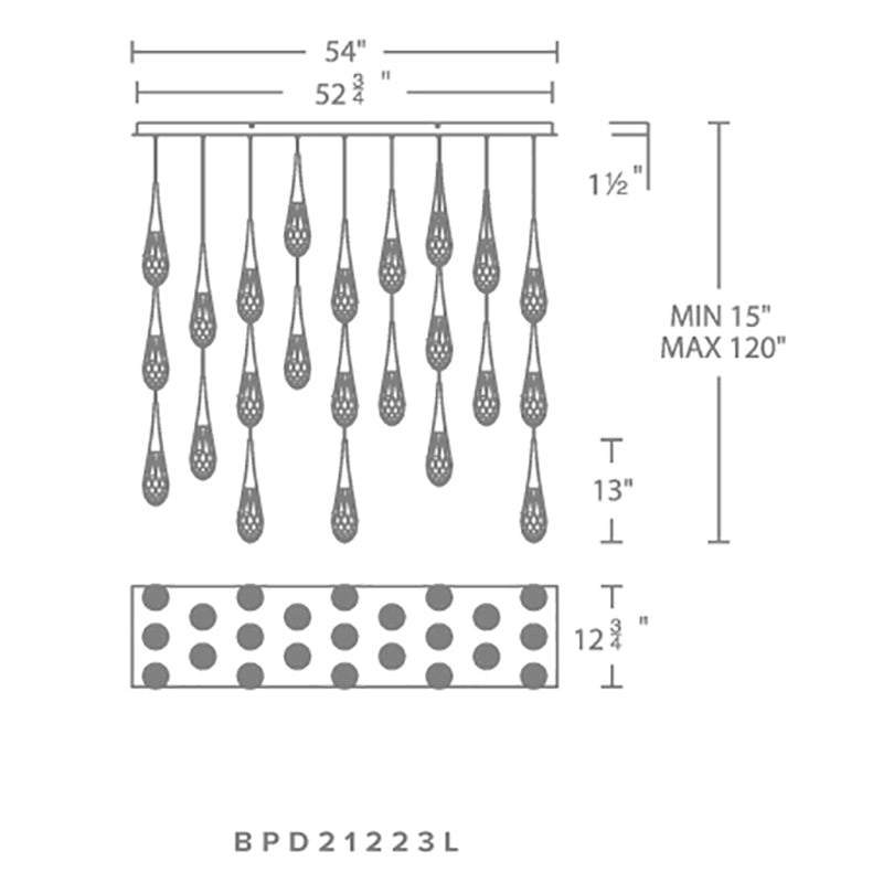 Schonbek Beyond BPD21223L Hibiscus 23-lt 54" LED Chandelier Linear Canopy